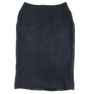 MOULINETTE SOEURS navy blue wool blend Boucle Lined Pencil Skirt